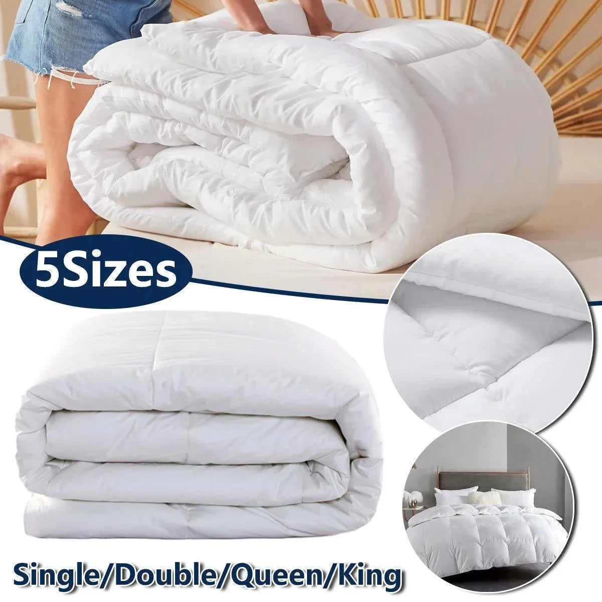 Luxury Hotel Quilt Core – Soft Microfiber Down Alternative Comforter for All Seasons - 180x210cm-Brushed