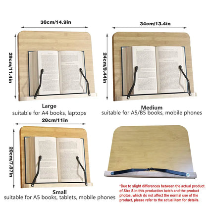 Wooden Adjustable Reading Stand Multifunctional Book Holder Bracket for Desk - Small