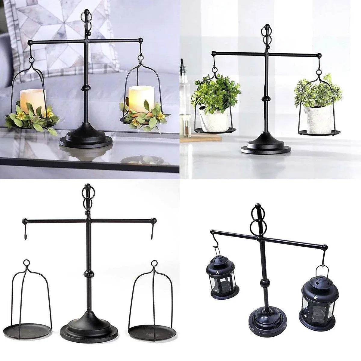 Black iron balance Scale candlestick decorative candle wedding Home Decor Gifts