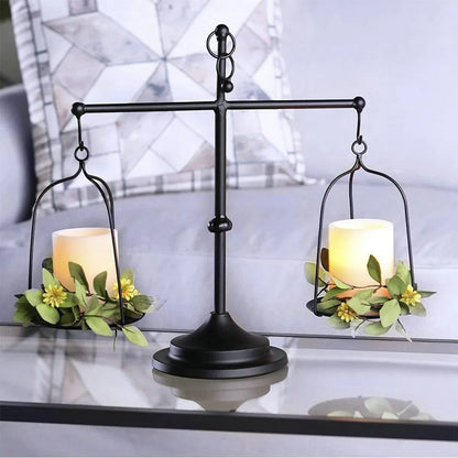 Black iron balance Scale candlestick decorative candle wedding Home Decor Gifts
