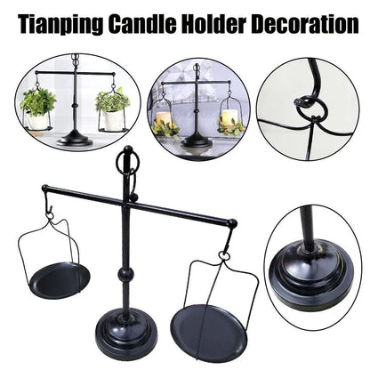 Black iron balance Scale candlestick decorative candle wedding Home Decor Gifts