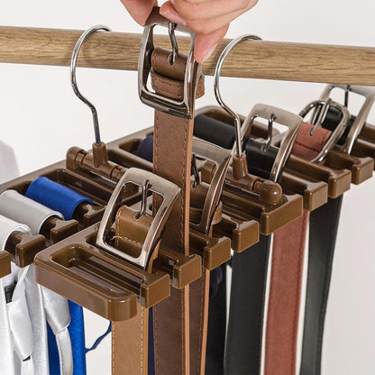 10 Slot Tie and Belt Hanger for Wardrobe Mens Closet Rack Organiser Hook - Black