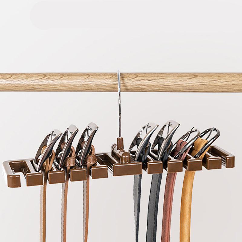 10 Slot Tie and Belt Hanger for Wardrobe Mens Closet Rack Organiser Hook - Black