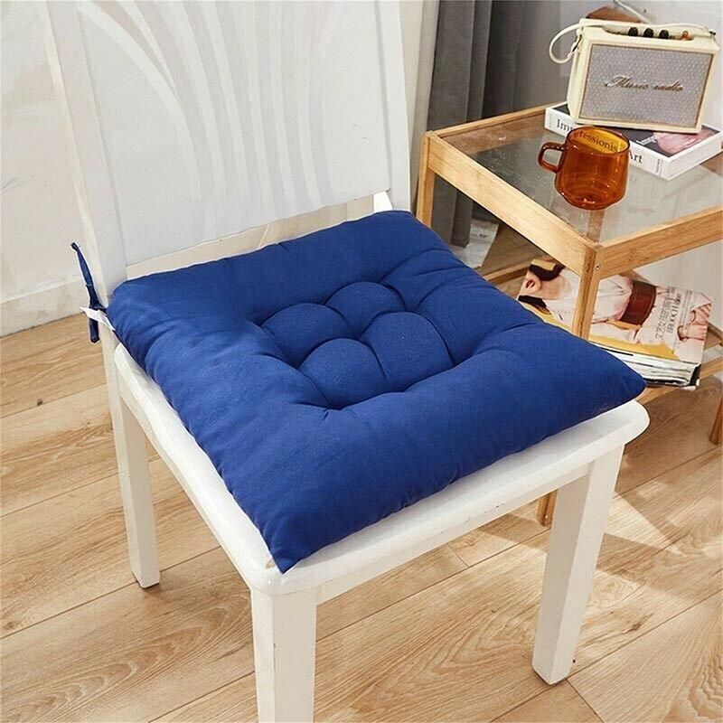Soft Chair Cushion Pad for Indoor Outdoor Seating Square Seat Cover 35x35cm - Blue