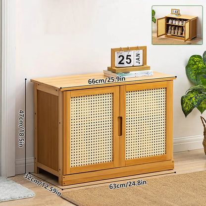 Shoe Changing Cabinet Bamboo Material Space Saving for Entryway Hallway Home Use