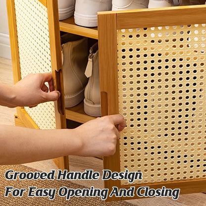 Shoe Changing Cabinet Bamboo Material Space Saving for Entryway Hallway Home Use