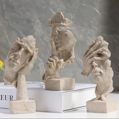 Resin Sculpture 3pcs Modern Office Desktop Art Decor Ornament Home Decoration