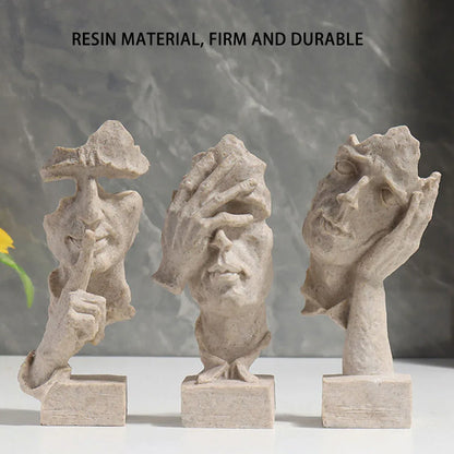 Resin Sculpture 3pcs Modern Office Desktop Art Decor Ornament Home Decoration