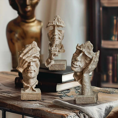 Resin Sculpture 3pcs Modern Office Desktop Art Decor Ornament Home Decoration