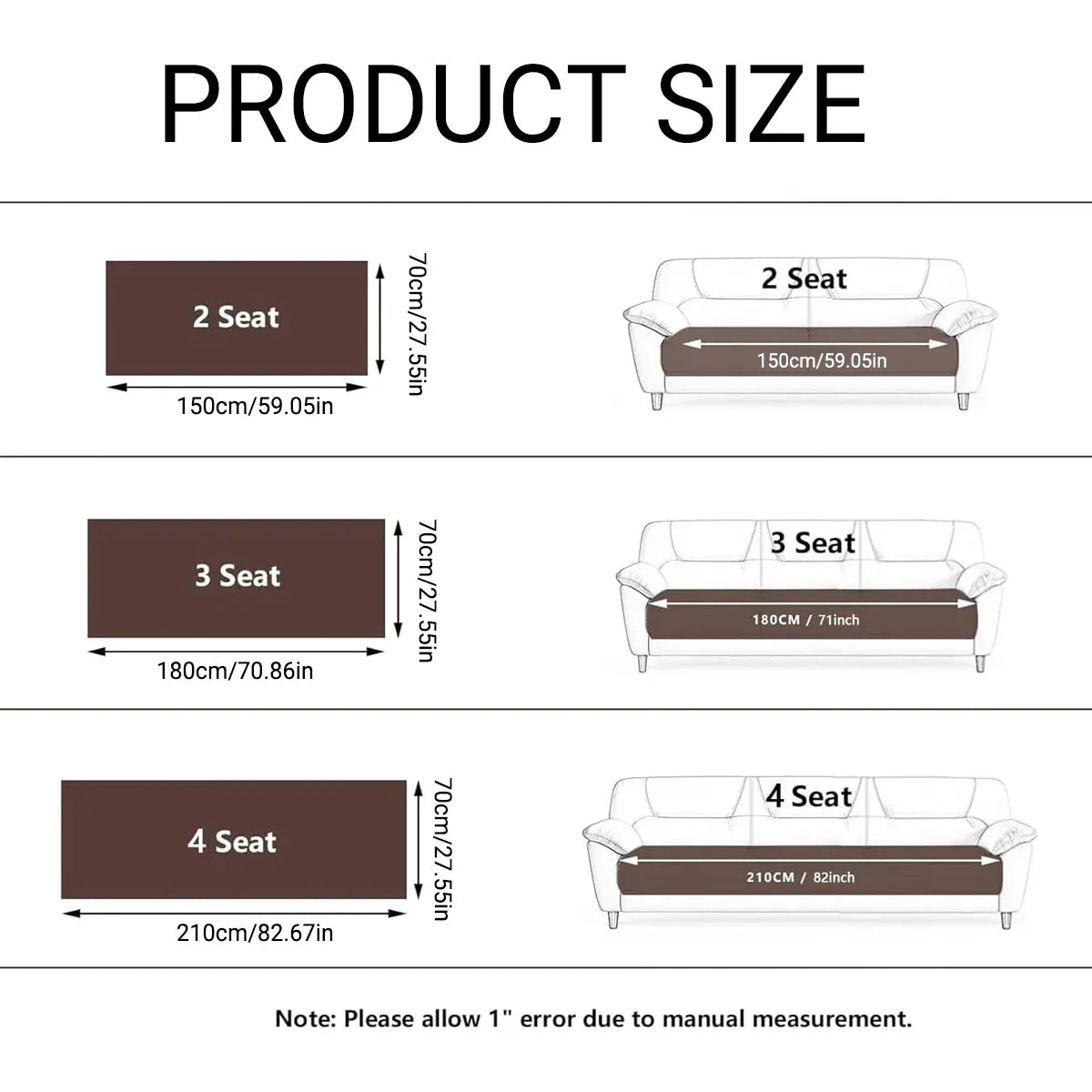 Sofa Cushion Cover Modern Non Slip Couch Protector Furniture Seat Slipcover Pad - 70x150cm