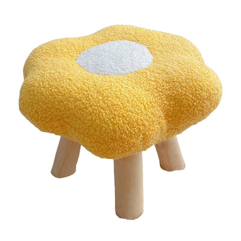 Small Flower Short Stool for Entryway or Living Room Shoe Bench or Footrest - Blue