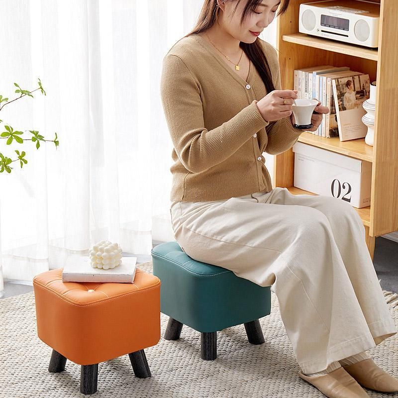Small Stool Household Sofa Stool Shoes Changing Low Seat for Bedroom and Living - Green