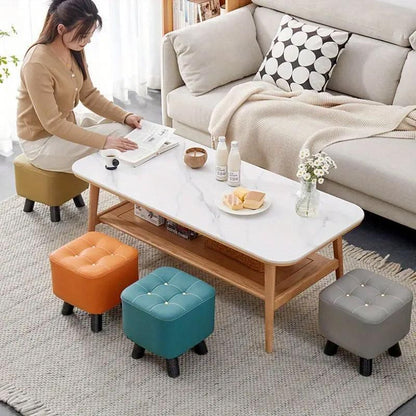 Small Stool Household Sofa Stool Shoes Changing Low Seat for Bedroom and Living - Green