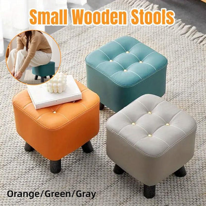Small Stool Household Sofa Stool Shoes Changing Low Seat for Bedroom and Living - Green