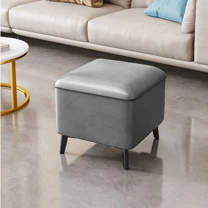 Household Light Luxury Door Shoe Bench Sofa Bench Solid Wood Leather Stool - Grey-L