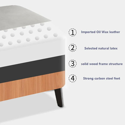Household Light Luxury Door Shoe Bench Sofa Bench Solid Wood Leather Stool - Grey-L