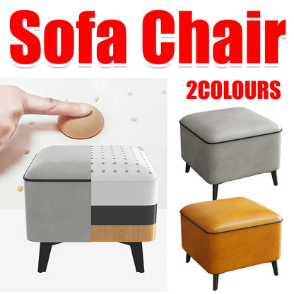 Household Light Luxury Door Shoe Bench Sofa Bench Solid Wood Leather Stool - Grey-L
