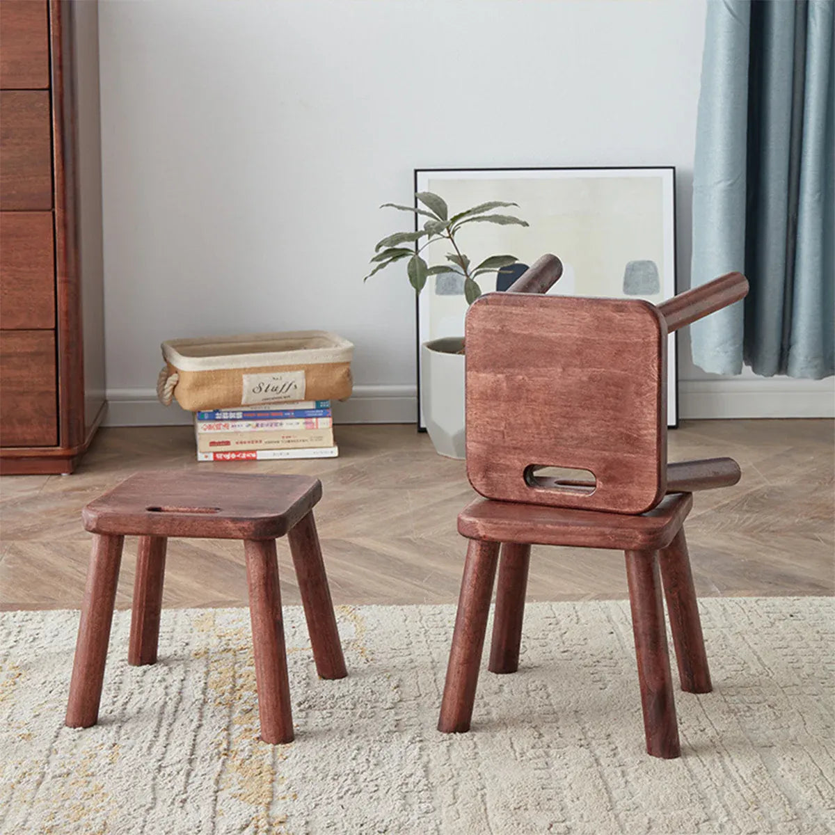 Home Solid Wood Small Bench Shoe Bench Compact Design for Entryway Living Room
