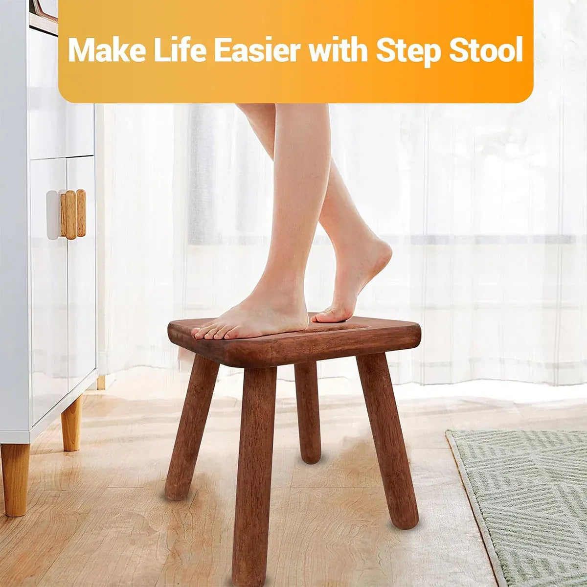 Home Solid Wood Small Bench Shoe Bench Compact Design for Entryway Living Room