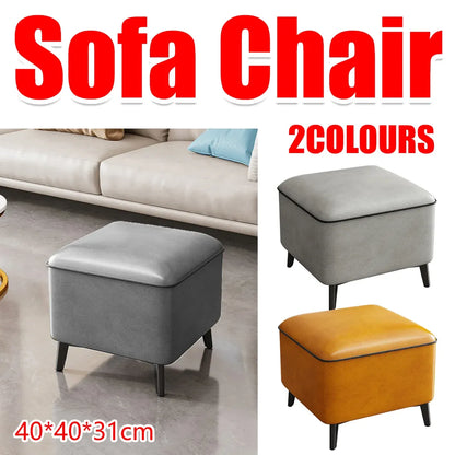 Household Light Luxury Door Shoe Bench Sofa Bench Solid Wood Leather Stool - Orange-L