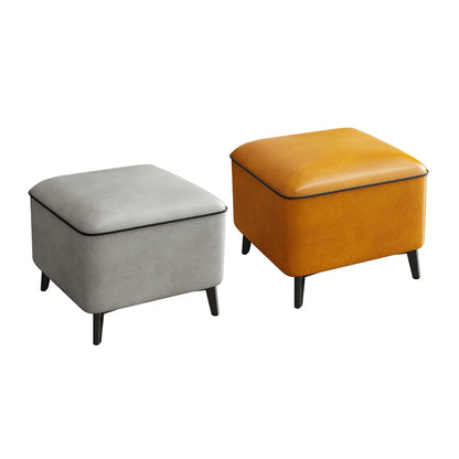 Household Light Luxury Door Shoe Bench Sofa Bench Solid Wood Leather Stool - Orange-L