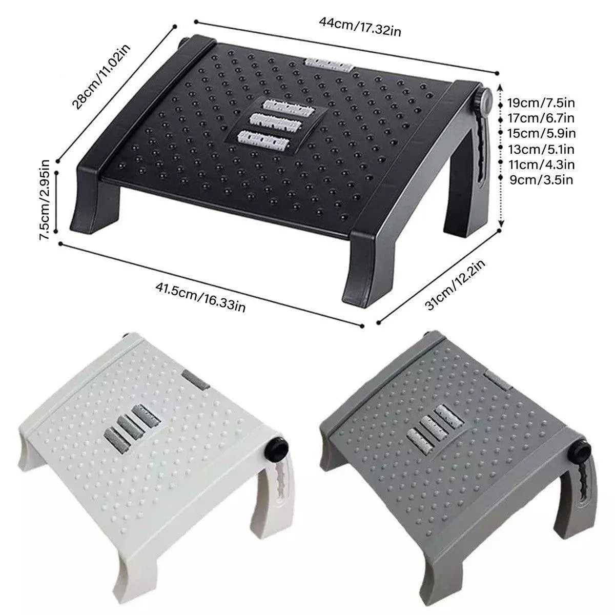 1PC Adjustable Office Foot Rest Pedal Stool Sofa Leg Support for Home or Desk Use - White