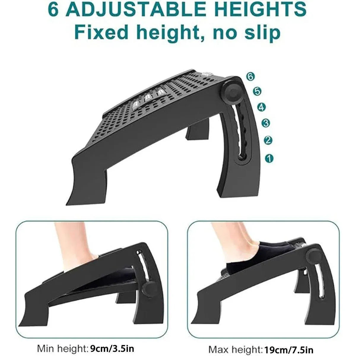 1PC Adjustable Office Foot Rest Pedal Stool Sofa Leg Support for Home or Desk Use - White