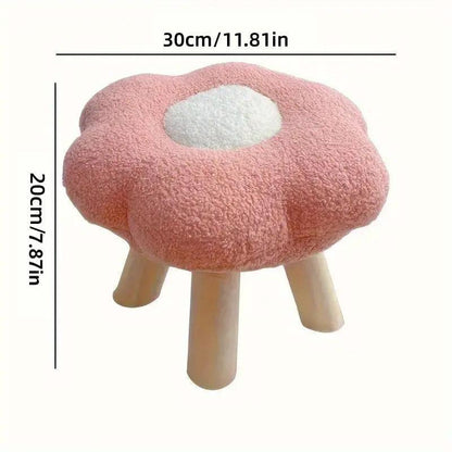 Small Flower Short Stool for Entryway or Living Room Shoe Bench or Footrest - Yellow