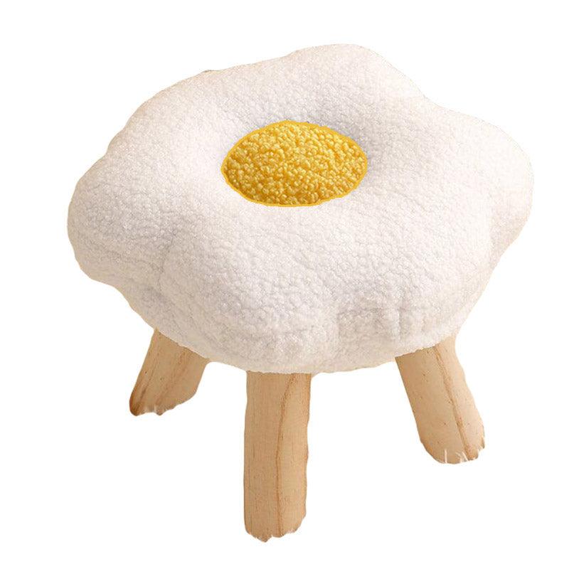 Small Flower Short Stool for Entryway or Living Room Shoe Bench or Footrest - Yellow