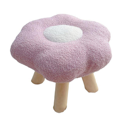 Small Flower Short Stool for Entryway or Living Room Shoe Bench or Footrest - Yellow