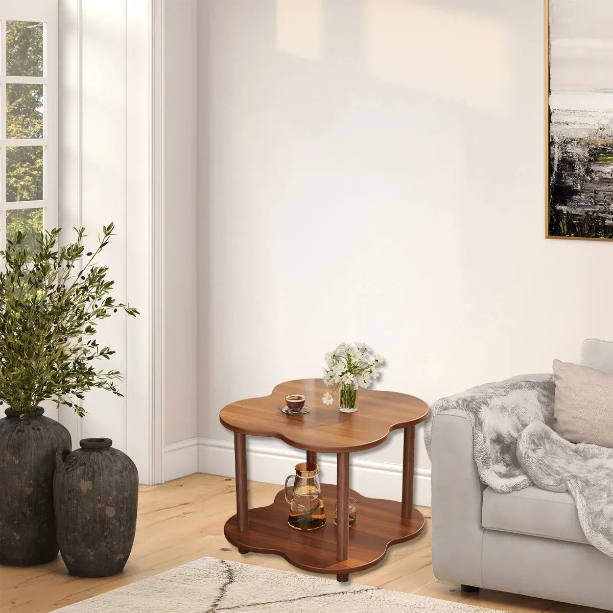 Retro Small Table Table Living Room Decor Compact Side Table for Coffee Books