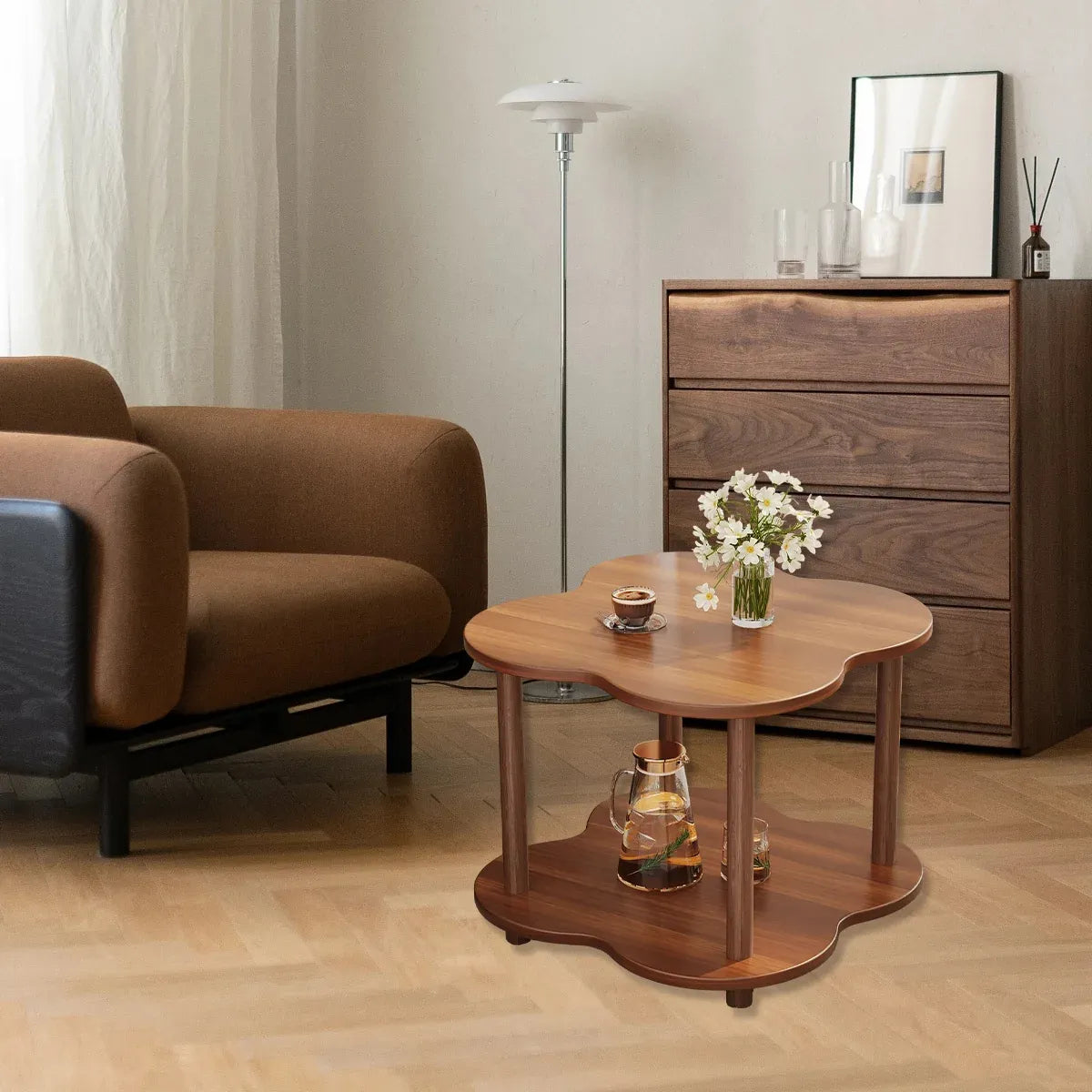 Retro Small Table Table Living Room Decor Compact Side Table for Coffee Books