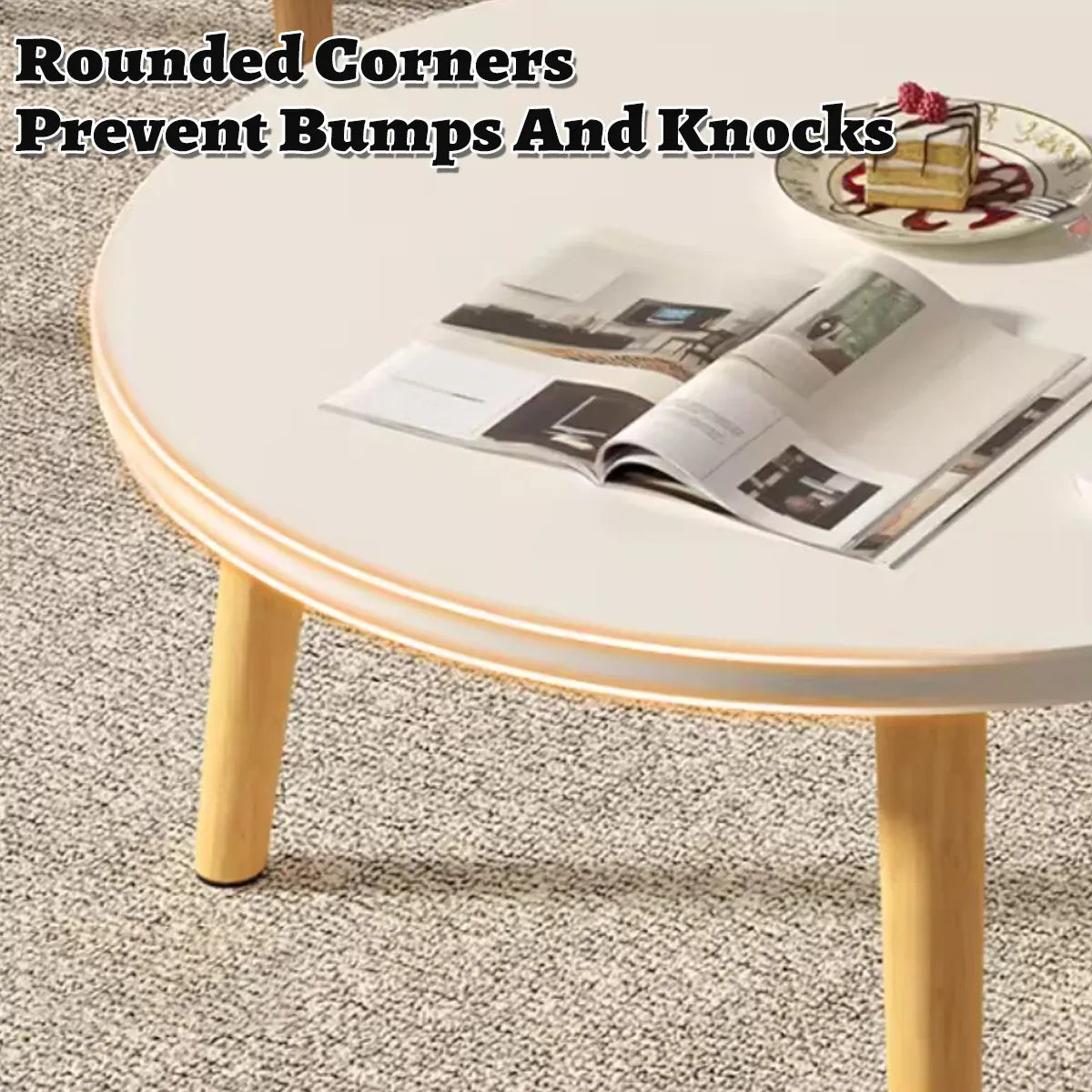 Round Coffee Table Low Side Table Modern Living Room Bedroom Accent Furniture