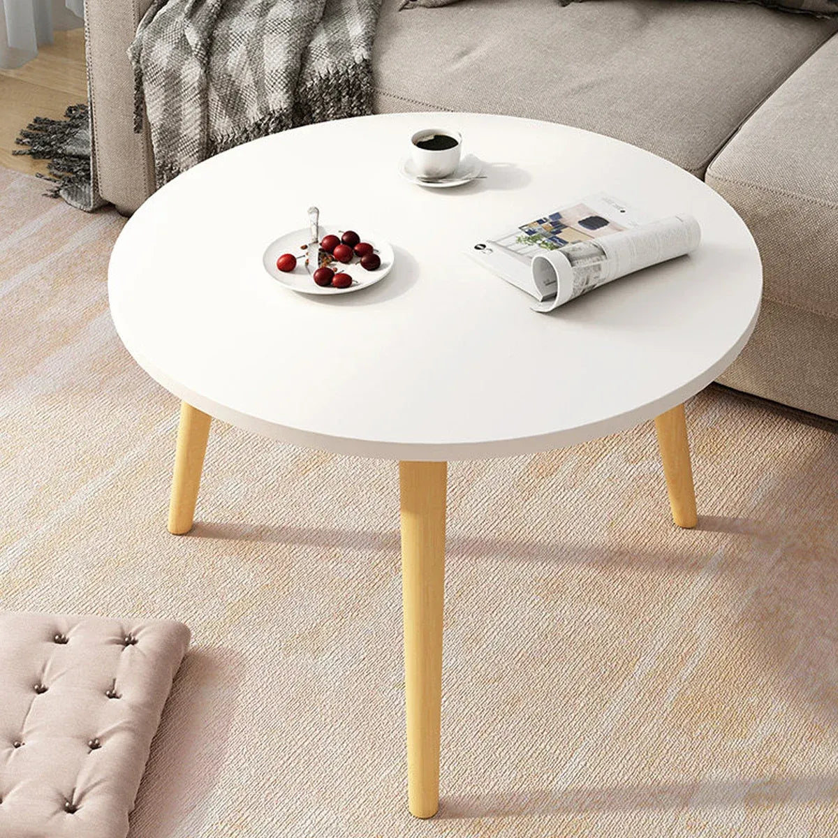 Round Coffee Table Low Side Table Modern Living Room Bedroom Accent Furniture