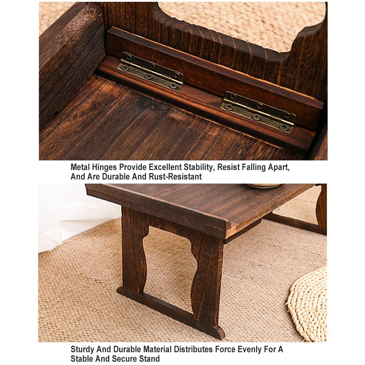 Wooden Foldable Chinese Style Tea Table Home Living Room Space Saving Durable