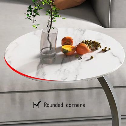 C Shaped Snack Side Table for Sofa Couch Small End Table for Living Room Bedroom - Brown-Black