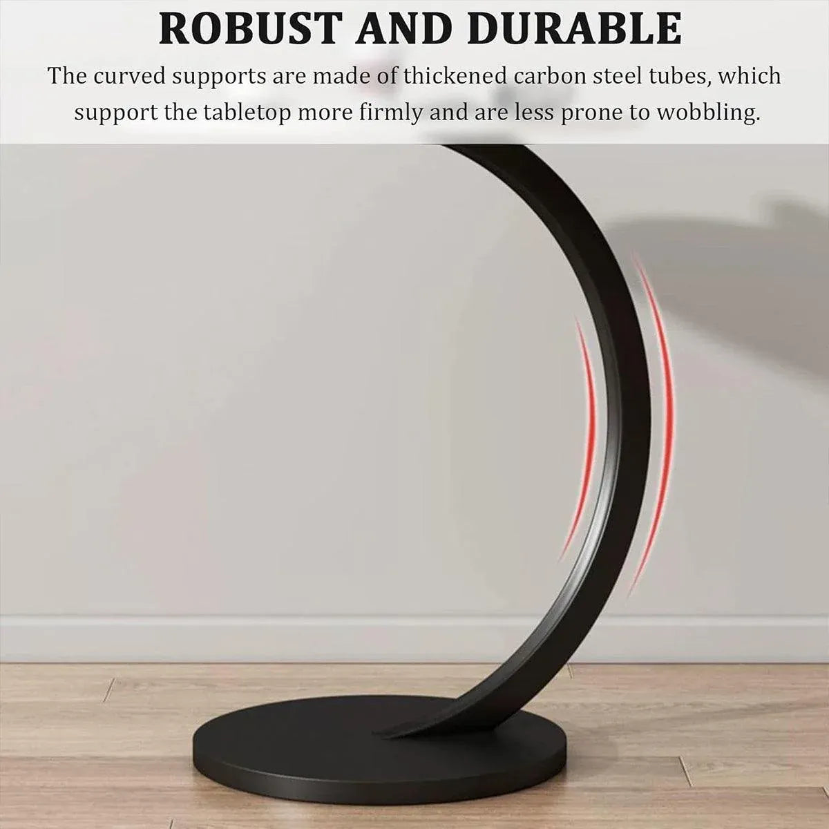 C Shaped Snack Side Table for Sofa Couch Small End Table for Living Room Bedroom - Brown-White