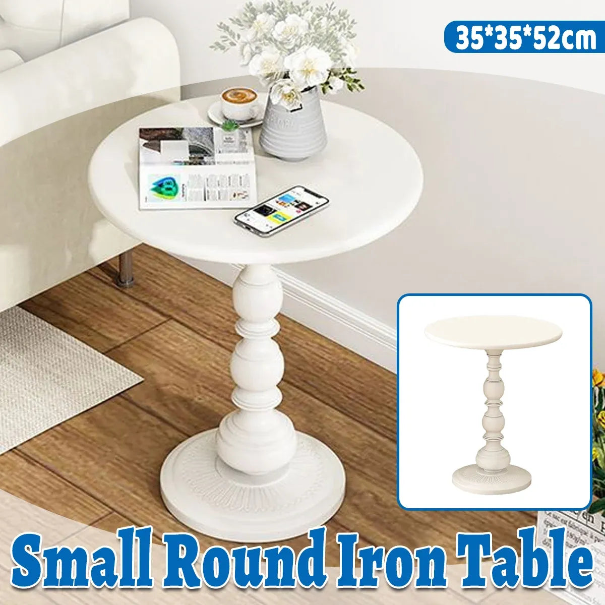 Nordic Retro Wrought Iron Small Round Coffee Table For Living Room Sofa Side