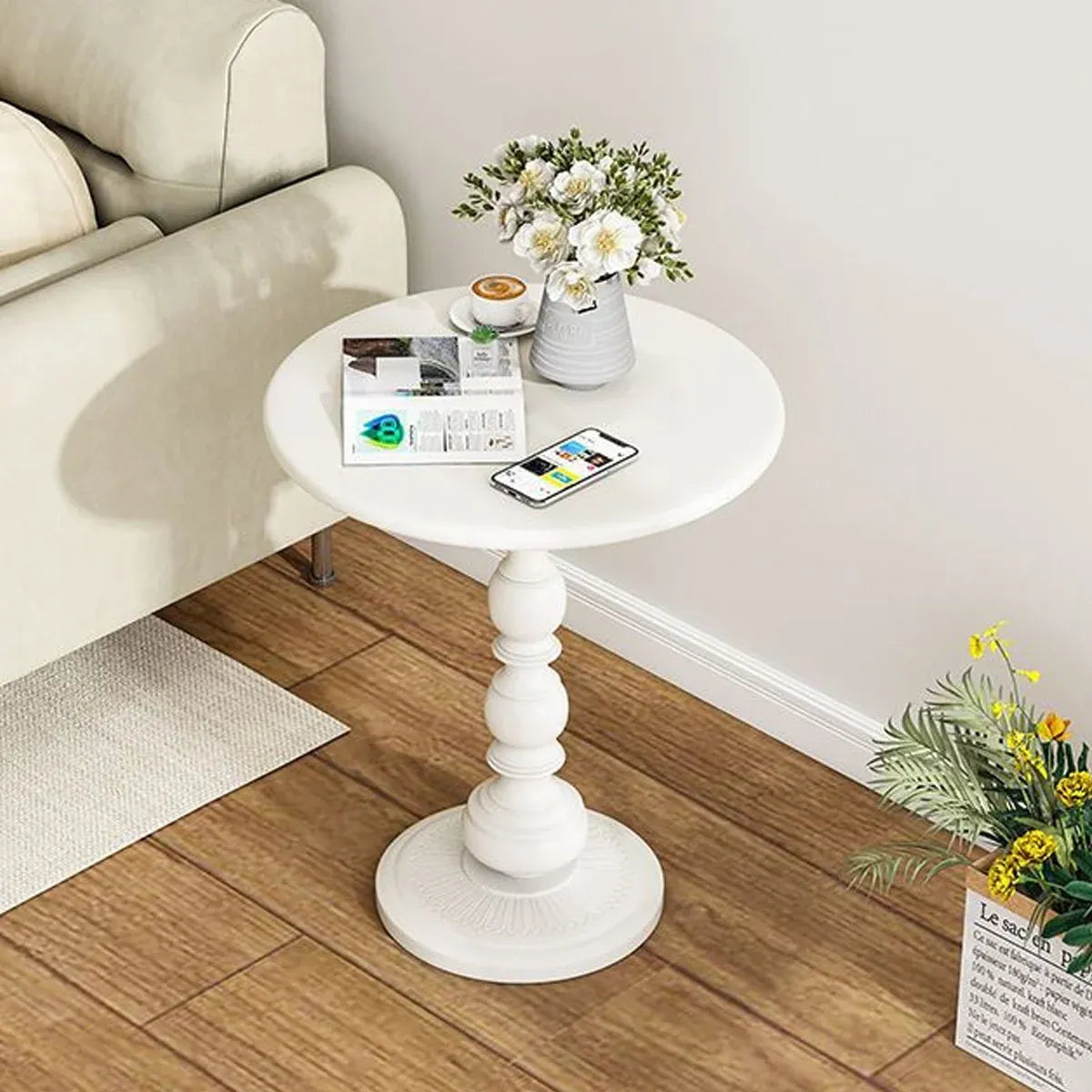 Nordic Retro Wrought Iron Small Round Coffee Table For Living Room Sofa Side