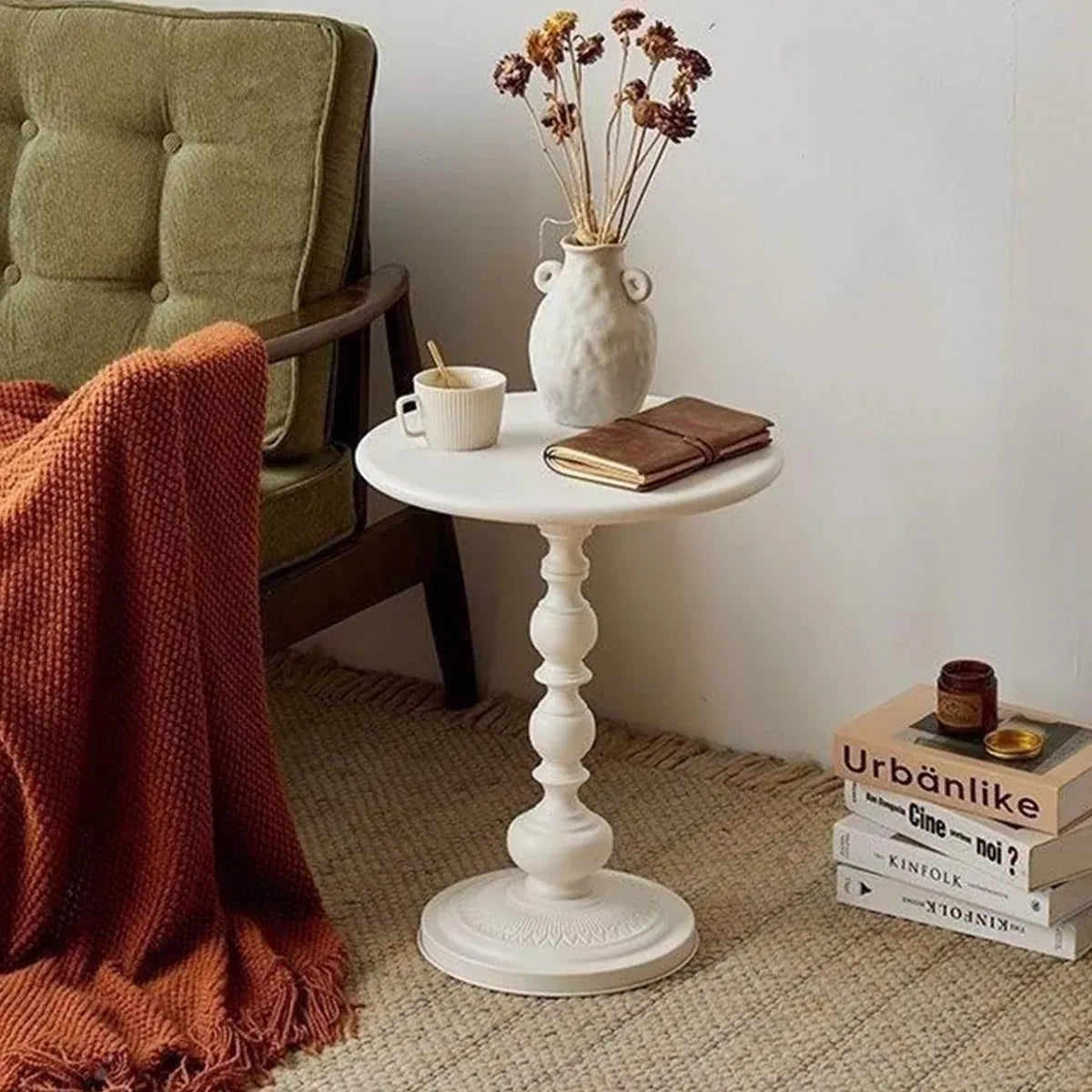 Nordic Retro Wrought Iron Small Round Coffee Table For Living Room Sofa Side