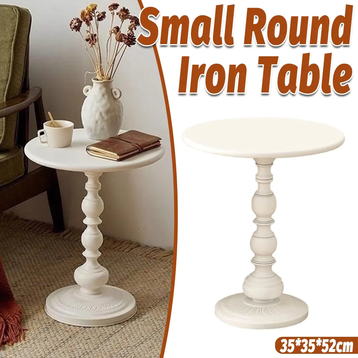 Nordic Retro Wrought Iron Small Round Coffee Table For Living Room Sofa Side