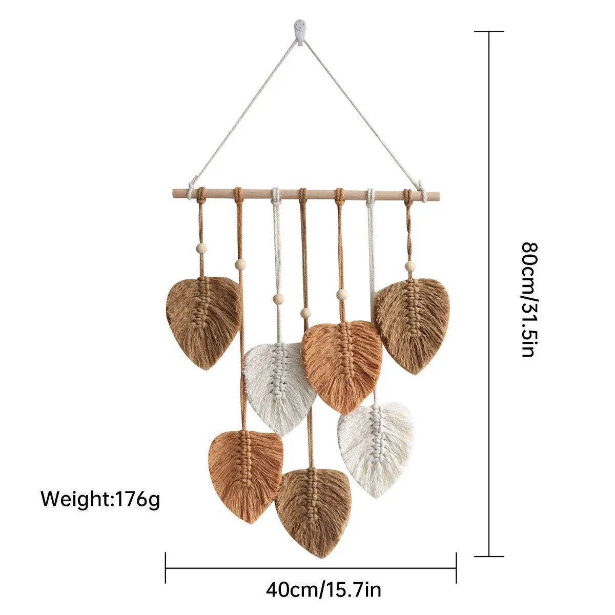 Handmade Braided Cotton Rope Leaves Wall Hanging Home Decoration Ornament - Pink