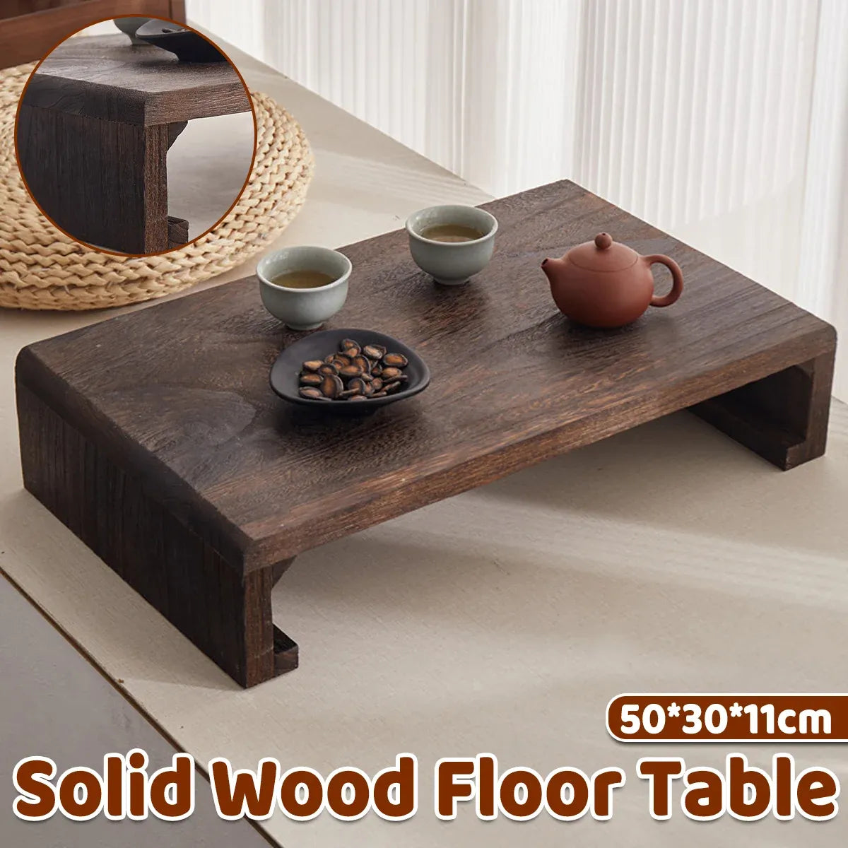 Solid Wood Low Table Balcony Window Sill Coffee Sturdy For Outdoor Indoor Use