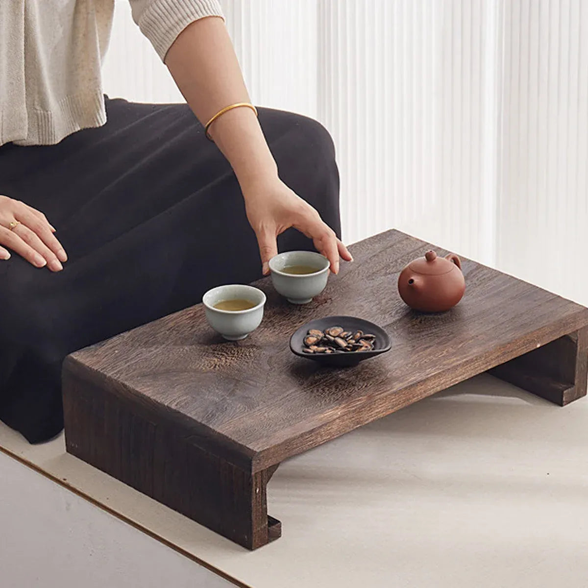 Solid Wood Low Table Balcony Window Sill Coffee Sturdy For Outdoor Indoor Use