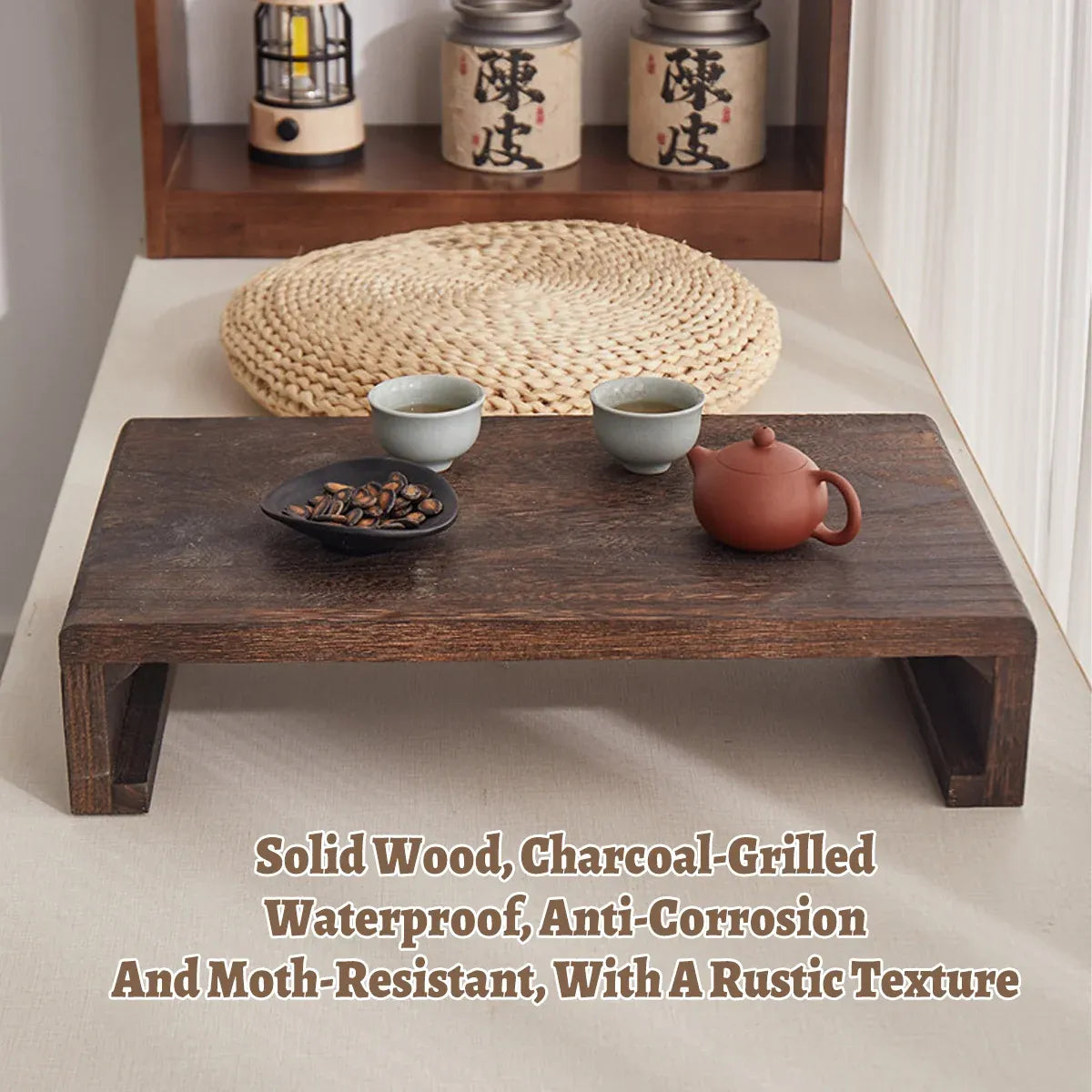 Solid Wood Low Table Balcony Window Sill Coffee Sturdy For Outdoor Indoor Use