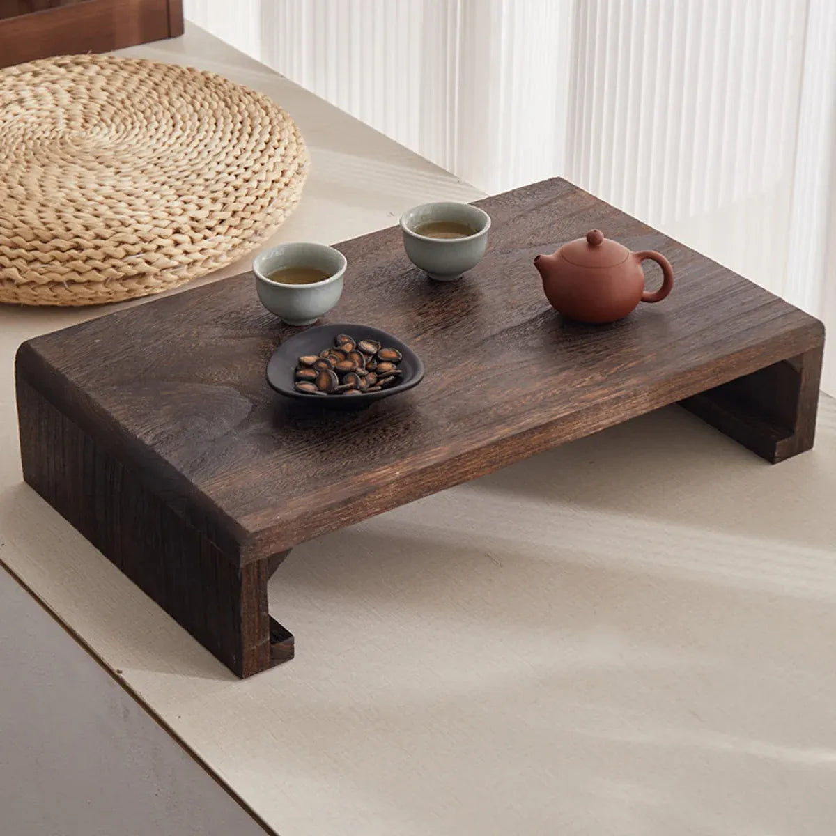 Solid Wood Low Table Balcony Window Sill Coffee Sturdy For Outdoor Indoor Use