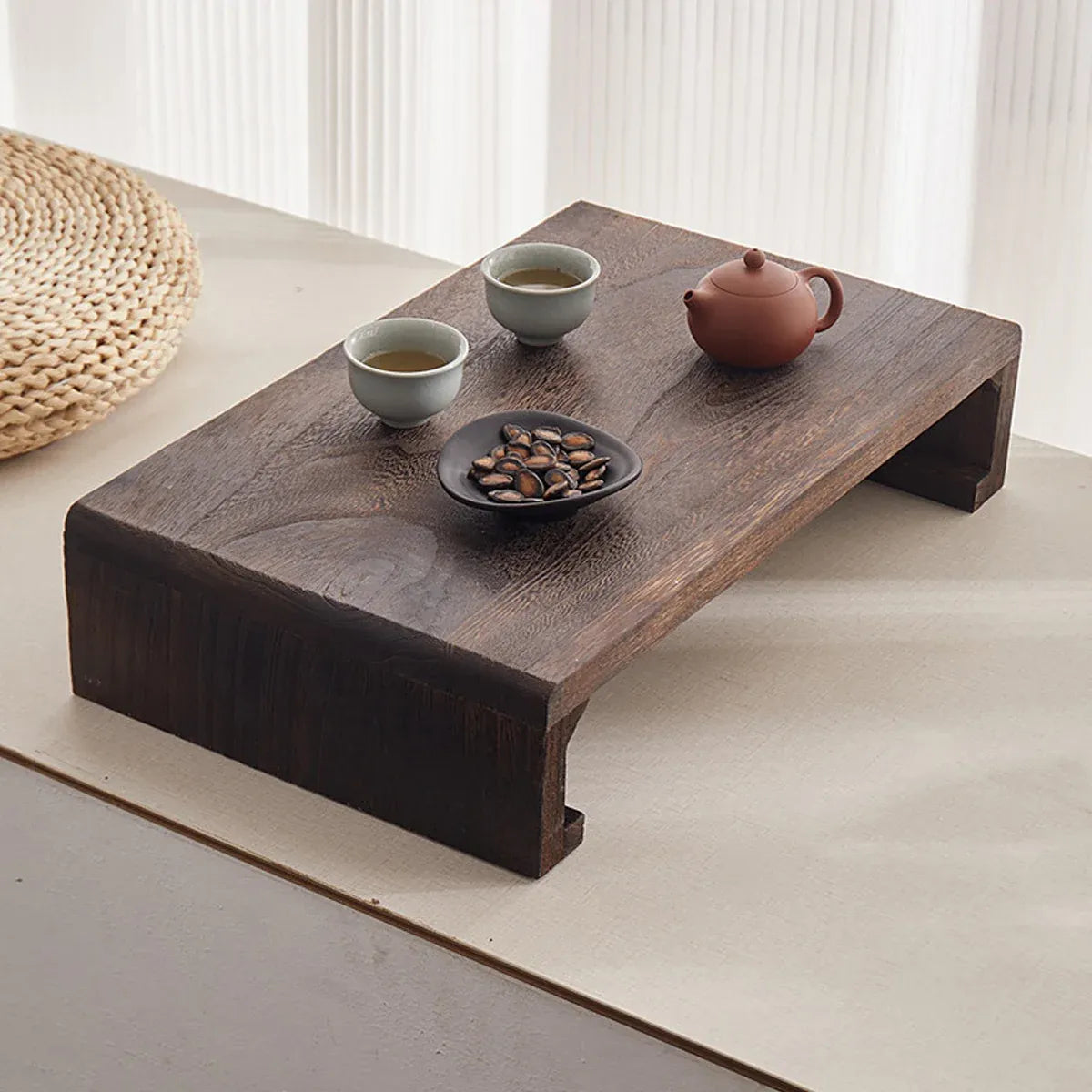 Solid Wood Low Table Balcony Window Sill Coffee Sturdy For Outdoor Indoor Use