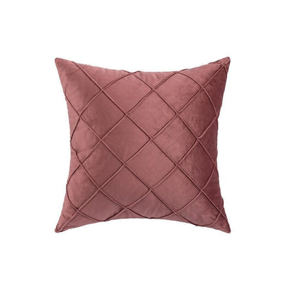 Velvet Cushion Cover Pleated Checked Plaid Plush Decorative Lounge Cushion Cover - Pink