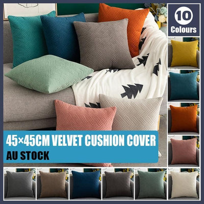 1PC Luxurious Modern Velvet Cushion Cover Soft Square Decorative Pillowcase Au - Light Blue