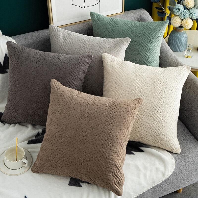 1PC Luxurious Modern Velvet Cushion Cover Soft Square Decorative Pillowcase Au - Light Blue